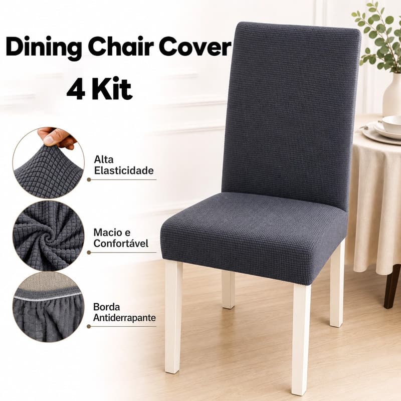 Kit with 4 Seater Dining Chair Cover Protective Gel Mesh with Adjustable Elastic