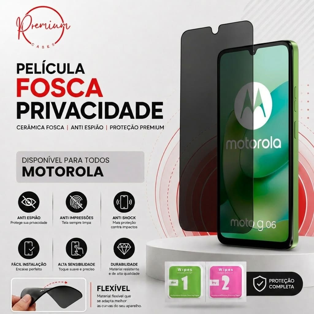Película Inquebravel Privacidade Fosca Para Todos Motorola G86 G56 G06 G05 G15 G35 G84 G14 G54 G75 G04 G24 Anti Espião