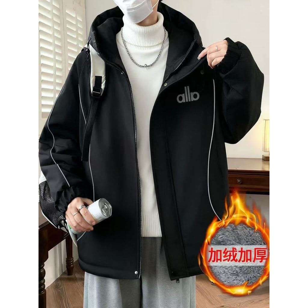 Outono inverno forro de lã jaqueta casaco masculino na moda algodão acolchoado jaqueta adolescente Casual estilo Hong Ko