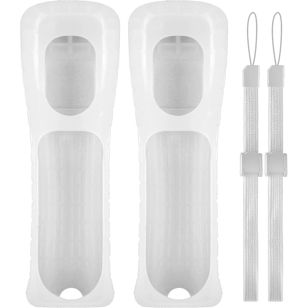 Kit 2 Capas Silicone + Alça de Pulso para Controle Nintendo Wii Branco