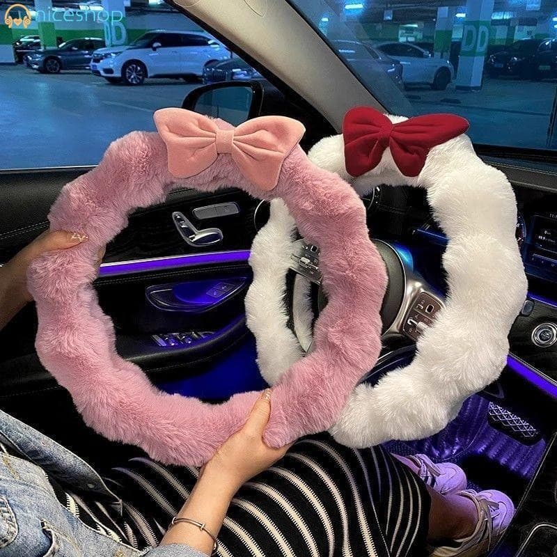 Capa Universal De Pelúcia Macia Para Volante 38cm-Acessório Antiderrapante Carro
