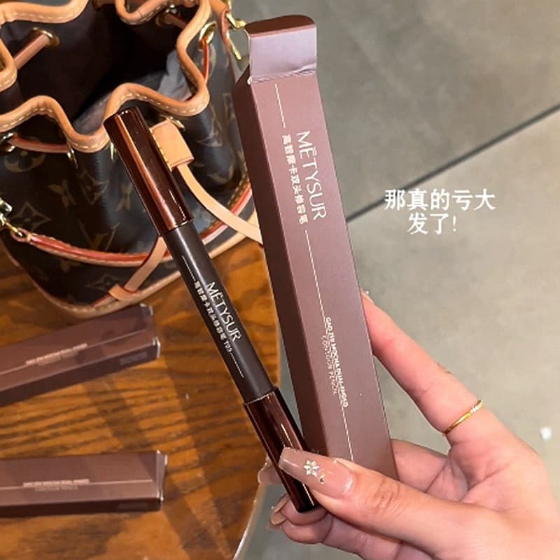 Meitixiu Gaozhi Mocha Caneta de contorno de duas cabeças, brilho de duas cores, retoque de sombra de nariz, sombra de na