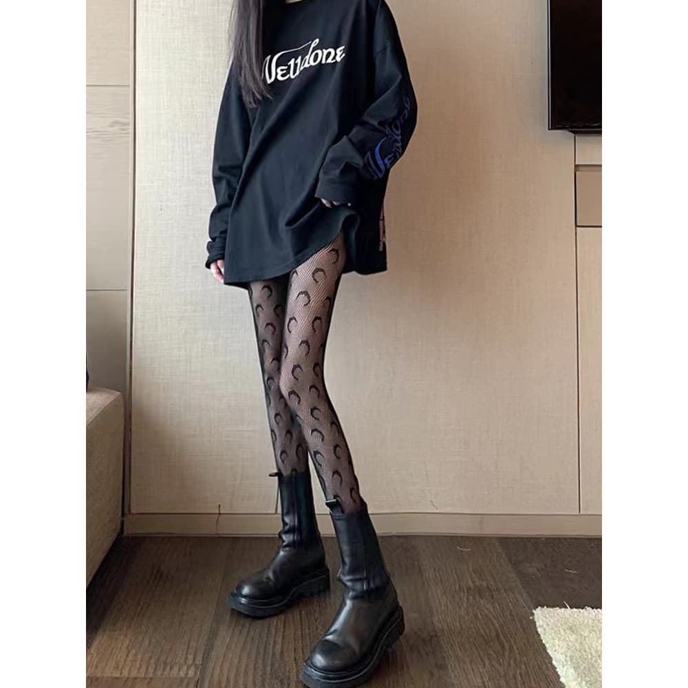 Mar marineserre Moon Malha Oca Meias Leggings Influenciador Meia-calça Jogo Interno Hot Girl Fishnet Meias