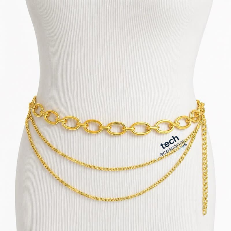 Cinto Corrente Oval CAIDA Moda Blugeira luxo