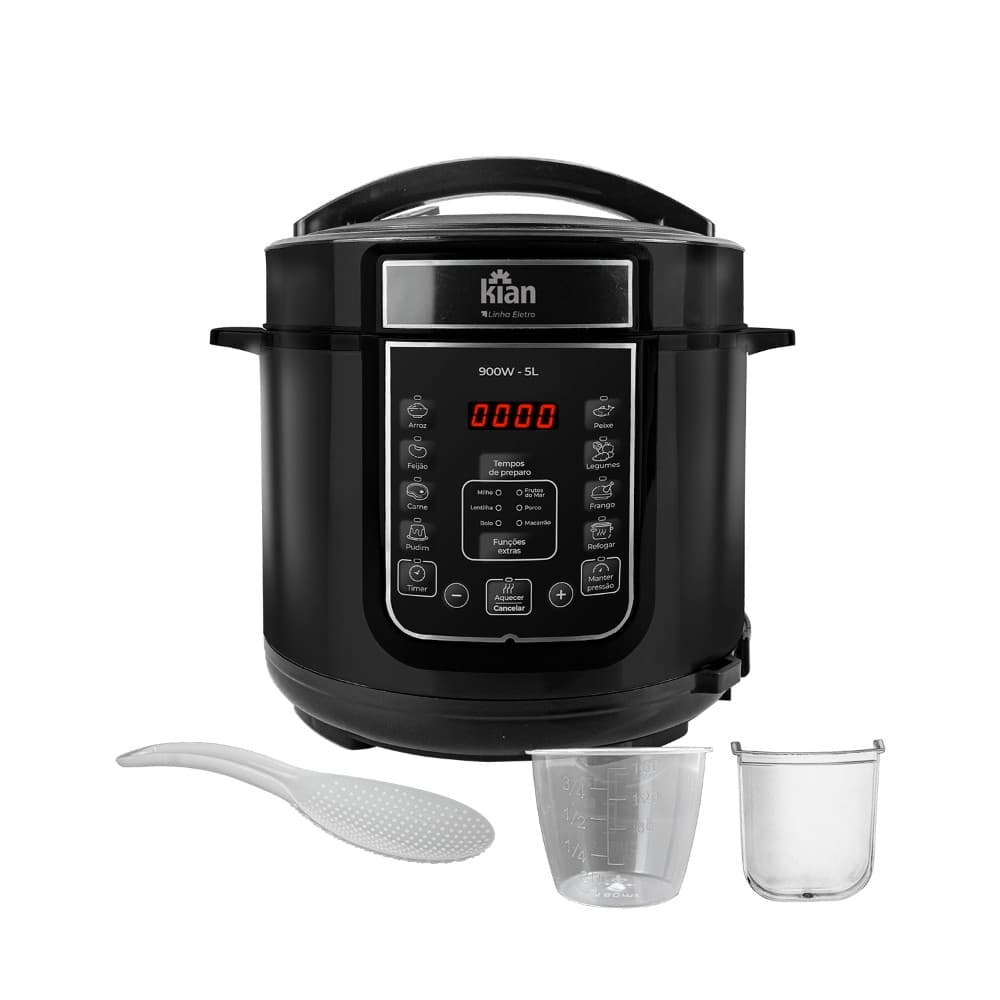 Panela de Pressão Elétrica Kian 5L Display Digital 900W PPE-101 Preta