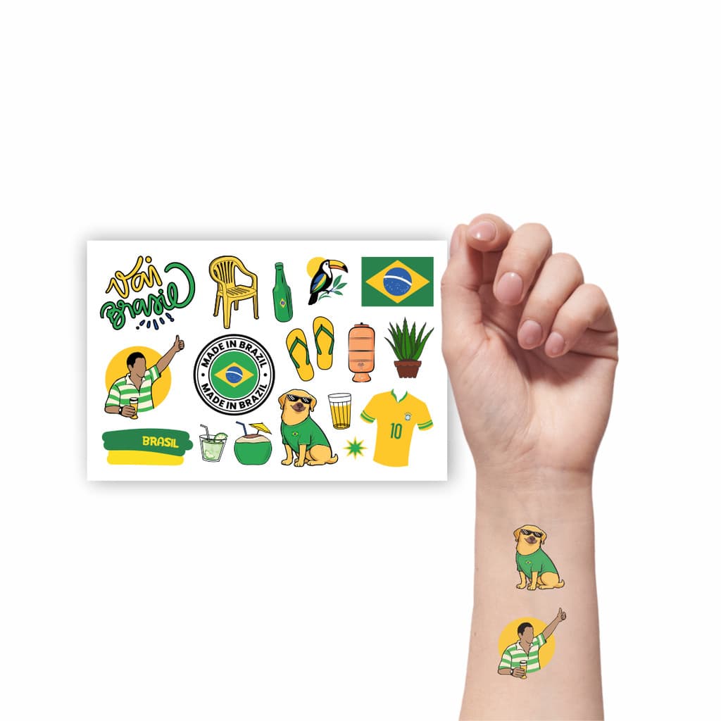 Tatuagem Temporária Torcida Copa do Mundo Futebol | Vai Brasil