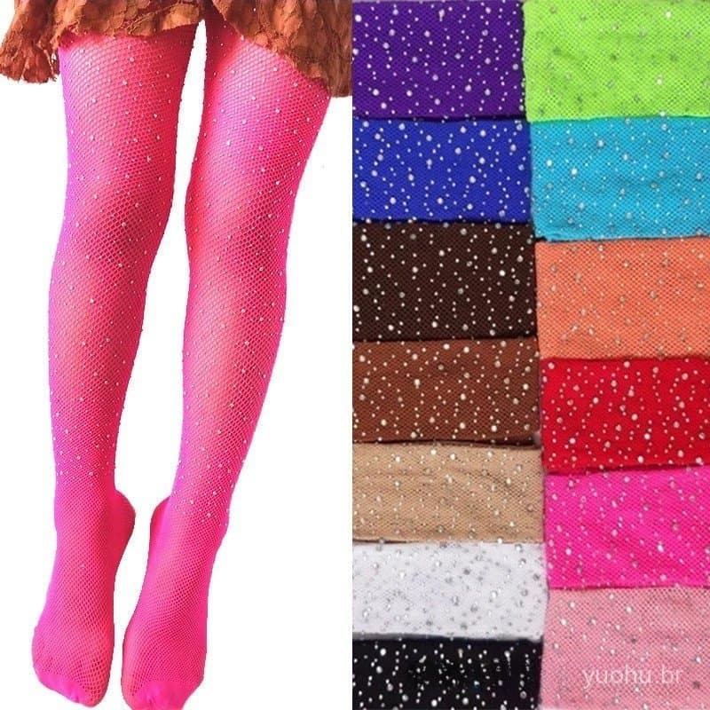 Meia-Calça Infantil Com Strass Brilhante EZXW