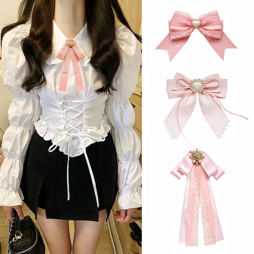 Gravata borboleta feminina rosa estilo japonês laço fresco nó JK saia camisa decote acessórios estilo Preppy graduação f