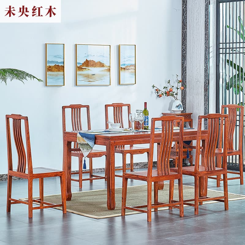 Móveis de mogno ouriço sândalo vermelho novo estilo chinês mesa de jantar retangular jacarandá africano combinação de me