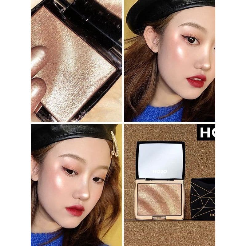 Maquiagem HOJO Tridimensional Alto Brilho Pressionado Pó Contorno Paleta Influenciador Beleza Rosto Iluminando Sombra Na