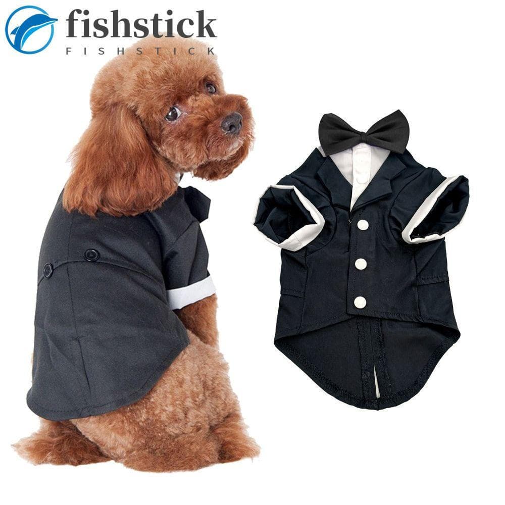 FISHSTICKA Smoking Para Cachorro , Camisa Formal , Ternos Cães , Suprimentos Roupas Cachorros , Gravata Borboleta Animai