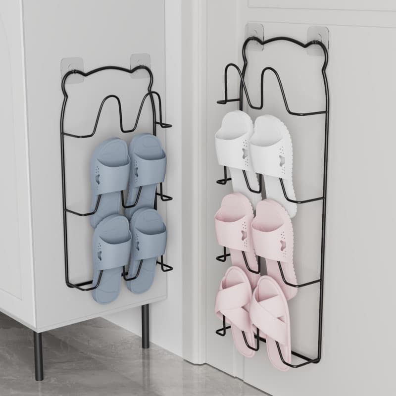 Novo estilo interior fixado na parede multifuncional sapato rack de armazenamento entrada chinelos rack banheiro perfura