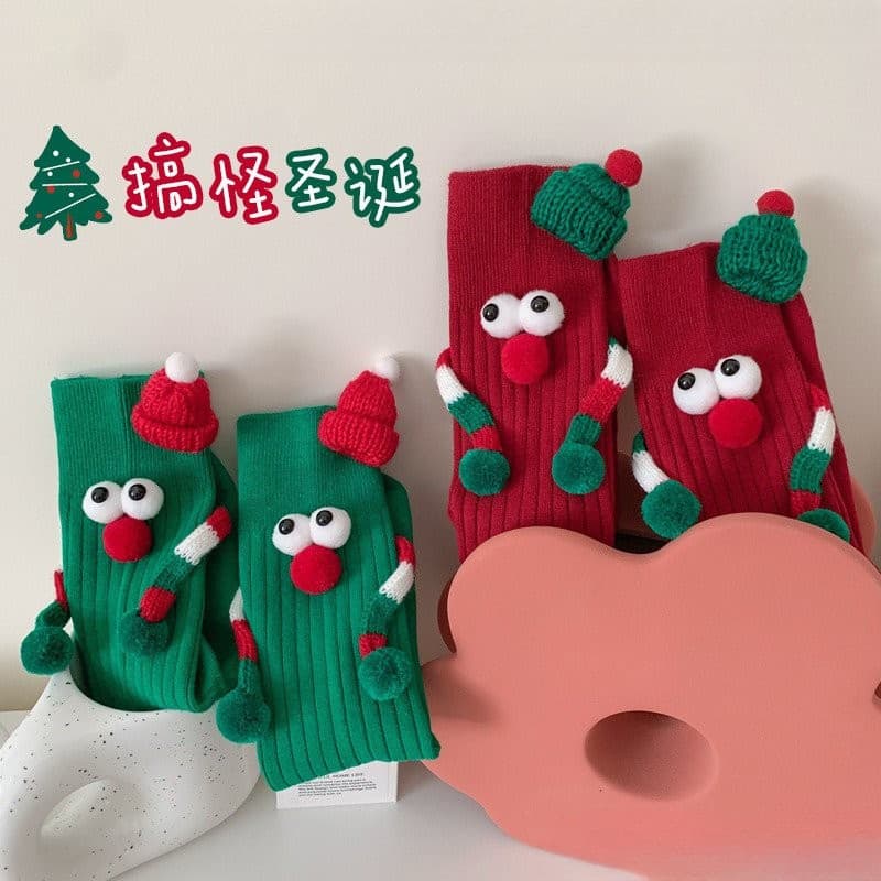 Meias de Natal para Mulheres, Meias Engraçadas e Elegantes para Casais no Ano Novo, Meias 3D com Estampa de Desenho Anim