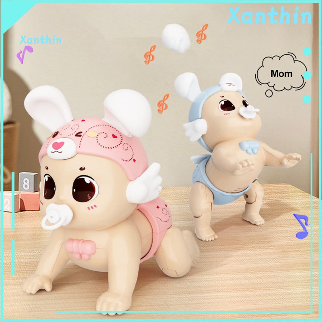 Baby Crawling Doll Toy Walking Learning Electric with Music and Light Usb Rechargeable for Infant Toddlers for Early