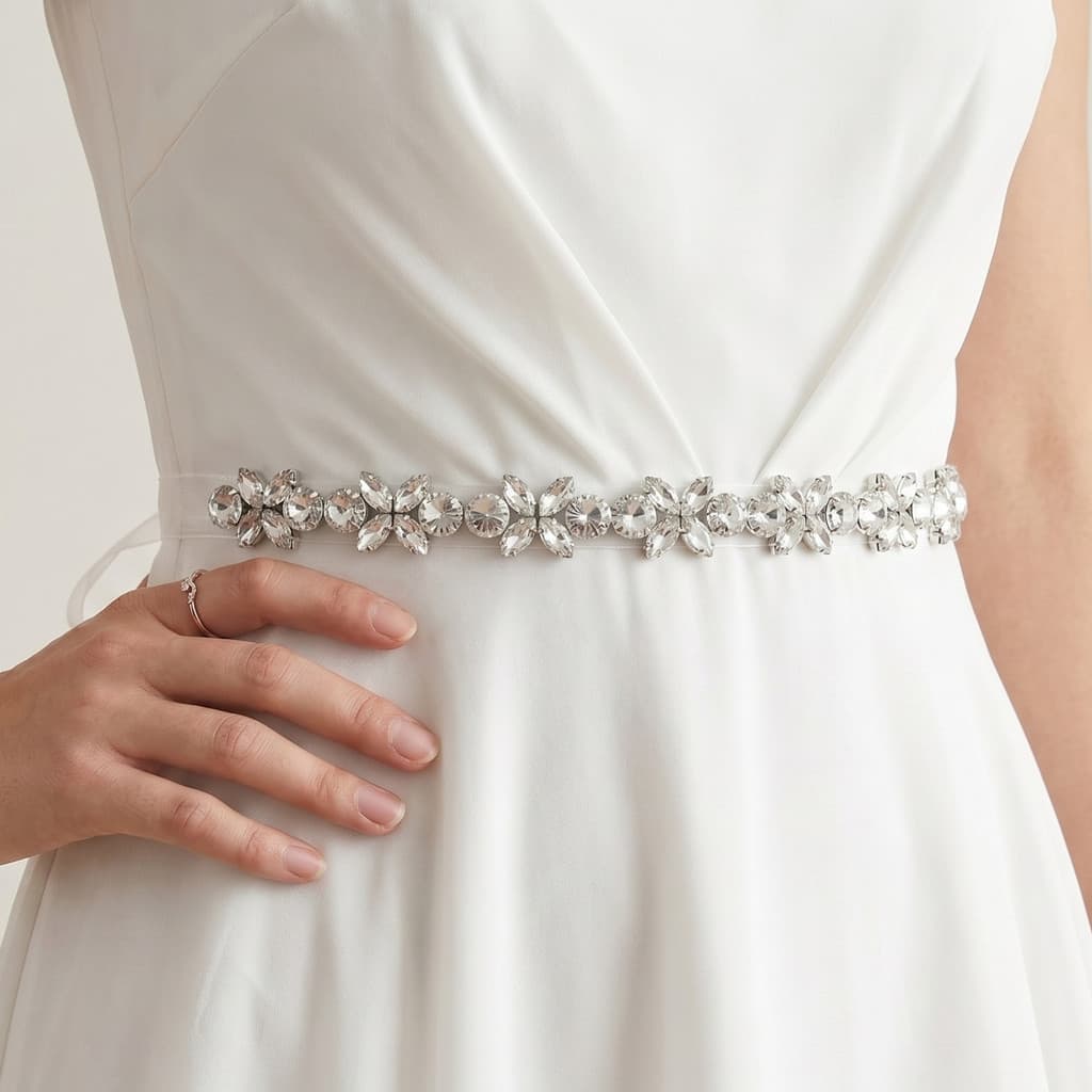 Estilo High-End artesanal simples strass cinto senhoras vestido de noite banquete festa rendas jóias de cintura estreita