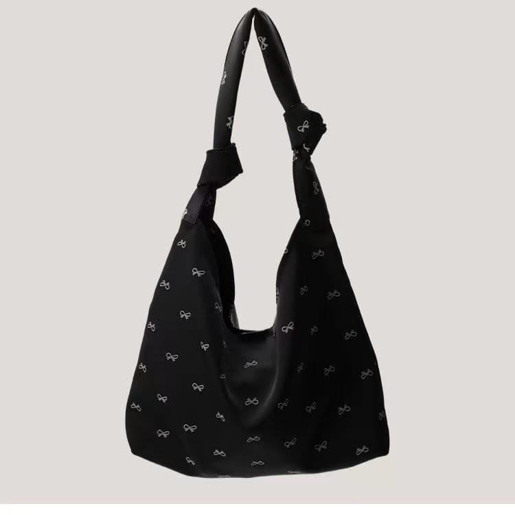 Versão coreana arco bolsa de lona nicho gravata nó náilon pano sacola feminina grande capacidade All-Match Shoul