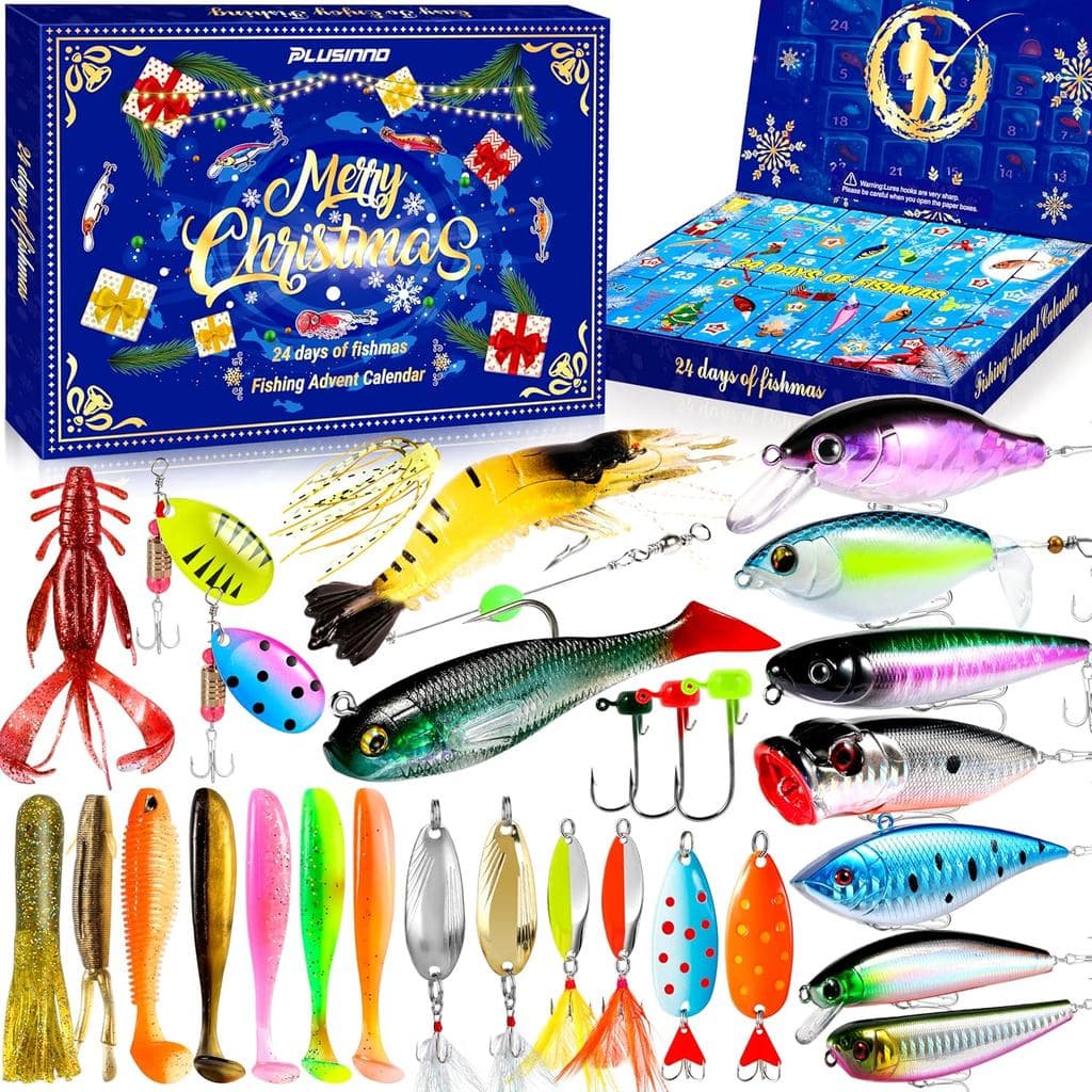 Calendário do Advento 2025 para Adultos - Calendário do Advento de Pesca - Presentes de Pesca para Homens, Adolescentes