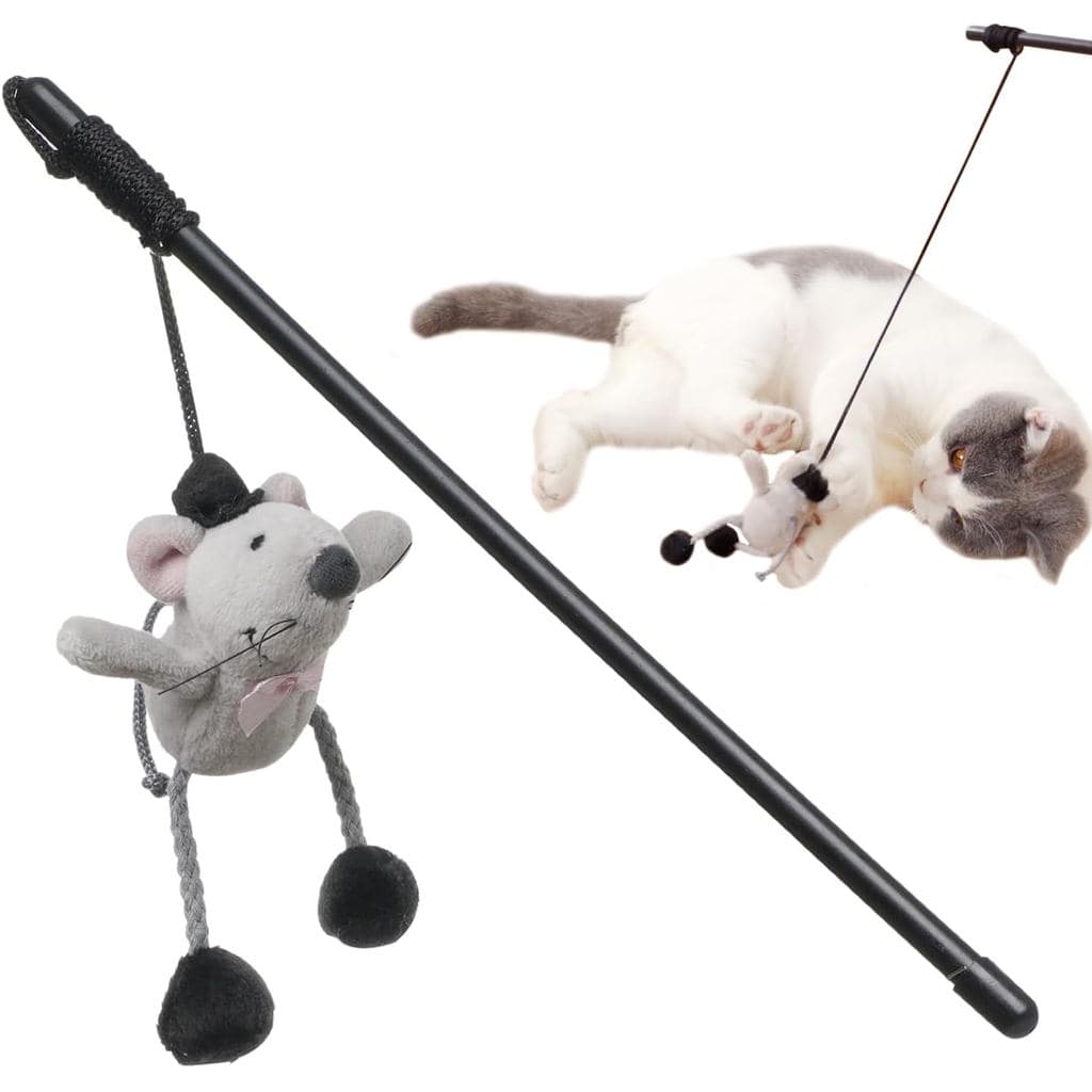 PAZ'S GIFT Varinha de Brinquedo para Gatos, Brinquedo Interativo para Gatos com Rato Fofo, Brinquedo Divertido que Balan