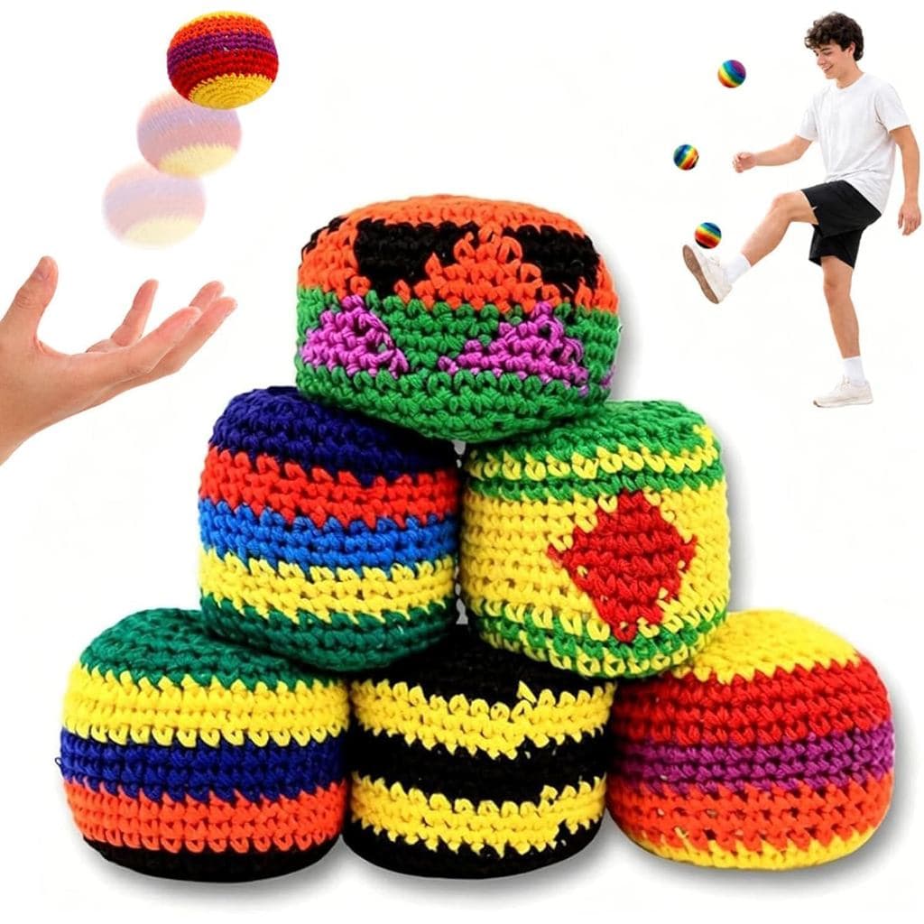 Conjunto de 6/12/24 Peças de Footbags de Crochê, Novas Bolas de Malha 2026 para Crianças e Adultos, Sacos Coloridos para