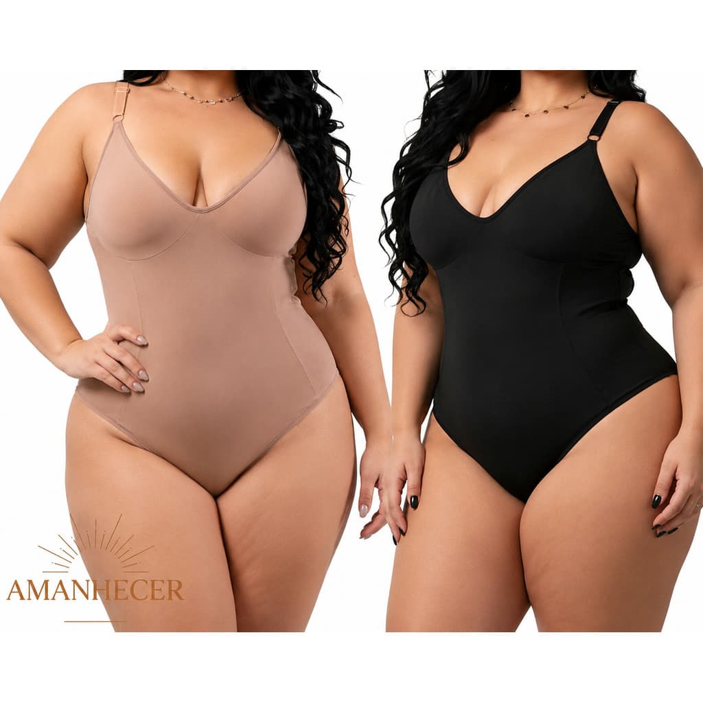 Body Modelador PLUS SIZE Cinta Suplex Sem Bojo Redutor De Medidas Com Compressão Alça Reforçada