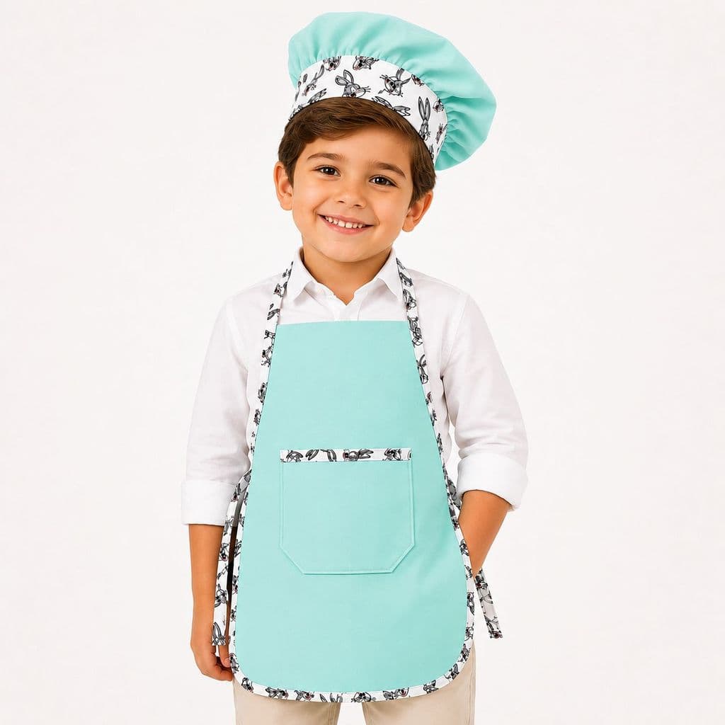 Fantasia Chef Infantil Verde Água Com Avental E Touca