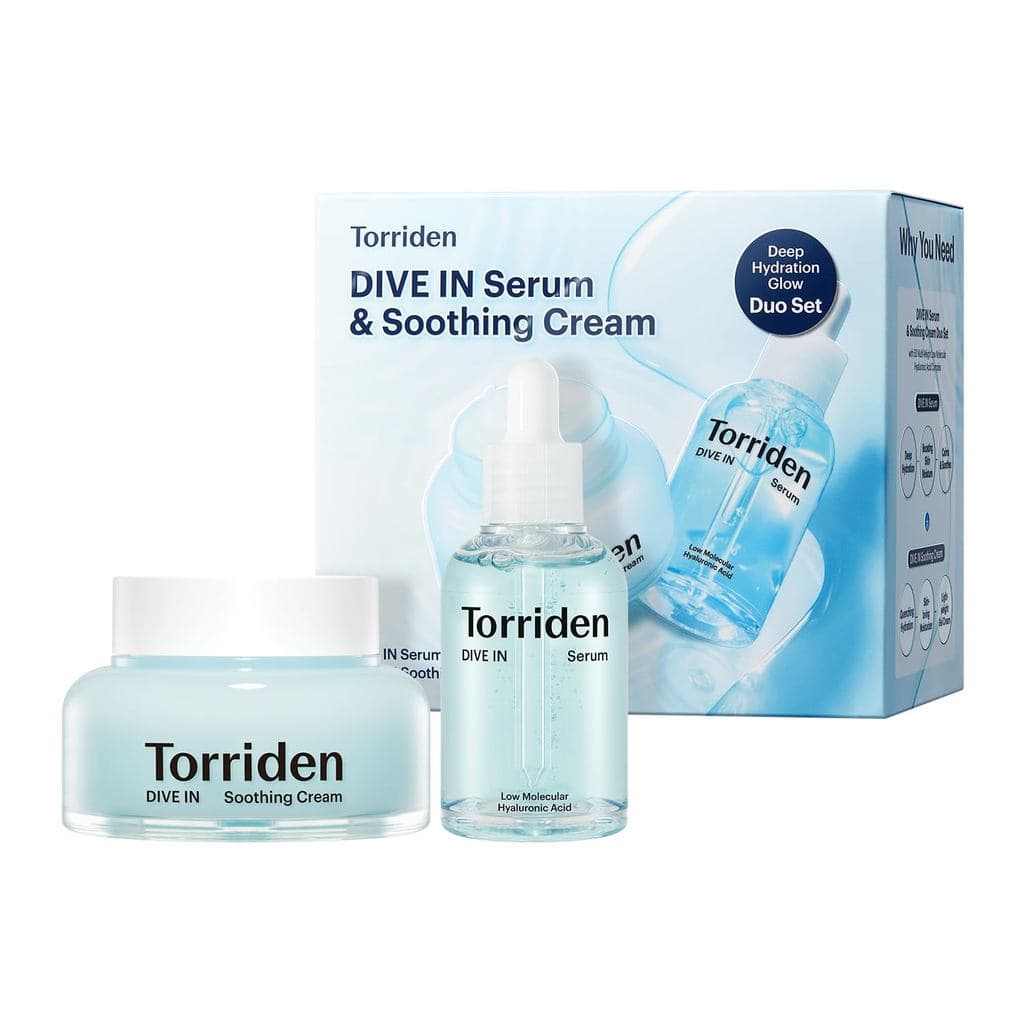 Torriden DIVE IN Serum 1,69 fl.oz. Creme Calmante (Pote) 3,38 fl.oz. |   Conjunto de Cuidados com Ácido Hialurônico |