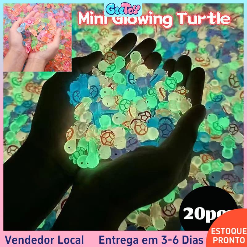 20 Peças Tartaruga Fofa Brilho no Escuro Decoração Coleção Brinquedo Infantil Cartunizado