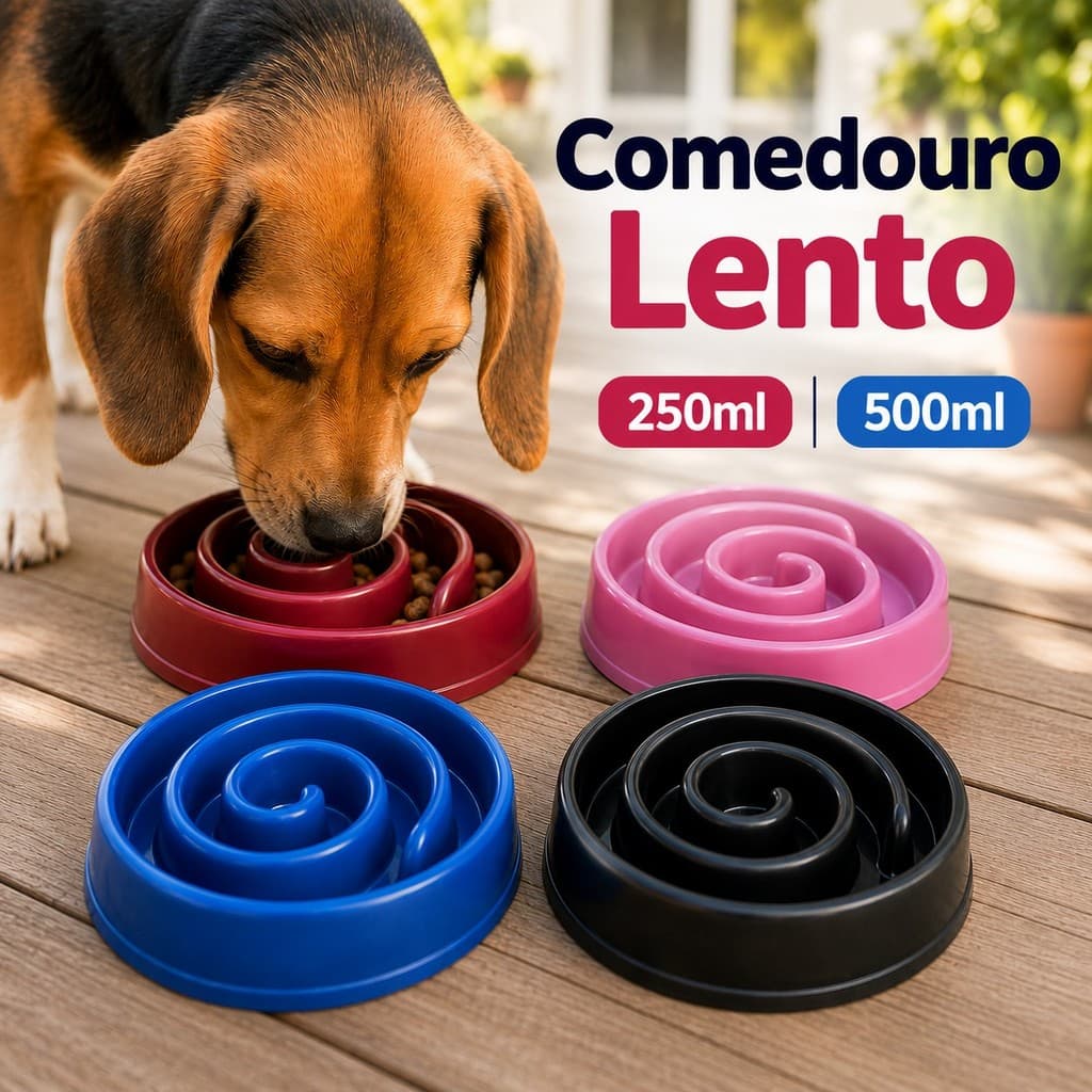 Comedouro Educativo Lento Para Cachorro Gato Pequeno e Grande