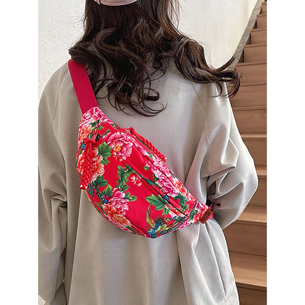 Nordeste grande flor padrão nacional na moda estilo étnico masculino feminino único saco de peito pequeno mensageiro bol