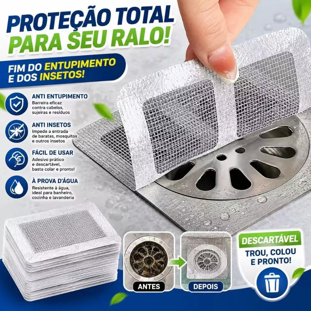 Adesivos Protetores de Ralo Tela Descartavel Anti Entupimento e Anti Insetos Para Casa Pratico
