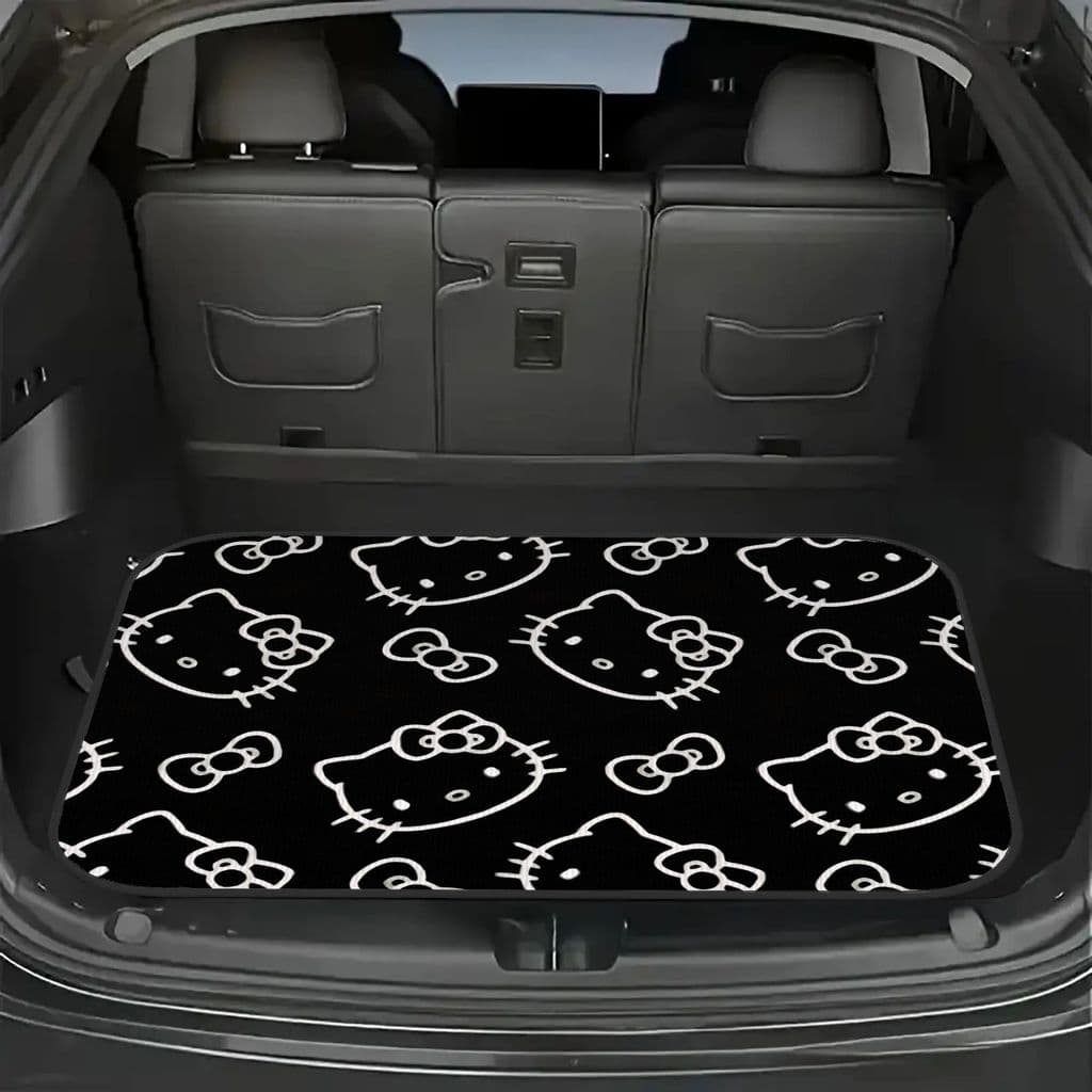 Tapete de porta-malas de carro Hello Kitty, tapete de porta-malas antiderrapante e fácil de limpar, tapete de armazename