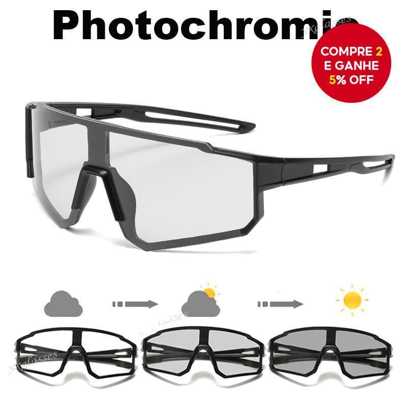 Óculos de Sol Fotocromáticos para Ciclismo com Proteção UV400, Lentes Esportivas para Homens e Mulheres