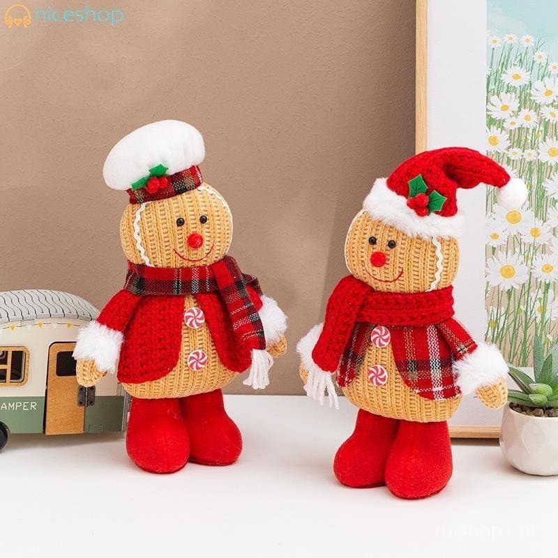 Boneca de Gengibre Tricotada Natal - Decoração de Cena Festiva para Adereços Festivos
