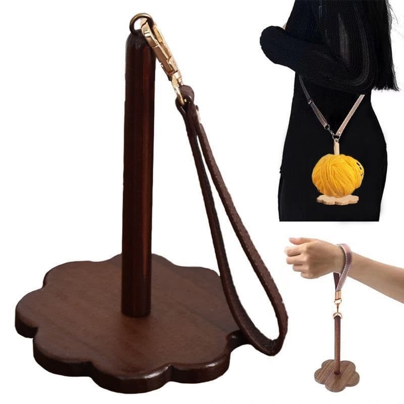 Fio de pulso portátil suporte de madeira fio bola rack fio armazenamento cinto pulseira couro rack fio
