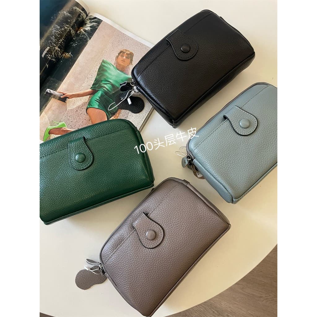 Couro de primeira camada IN BLUE K!Textura de lichia de alta qualidade pequena bolsa quadrada bolsa mensageiro bolsa de