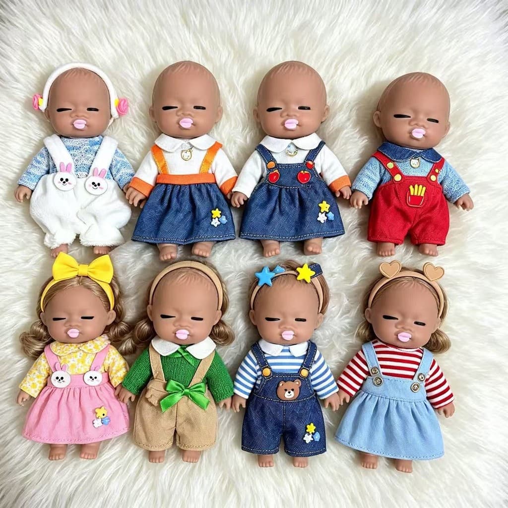 Boneca de descompressão boneca de pele preta 10-14cm Natasha pequena boneca roupas de bebê vários estilos disponíveis re