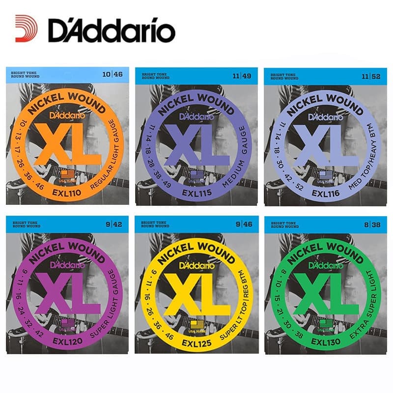Cordas de Guitarra Elétrica D'addario EXL110 EXL115 EXL120 EXL125 EXL130 XL com Enrolamento de Níquel Daddario 44YS