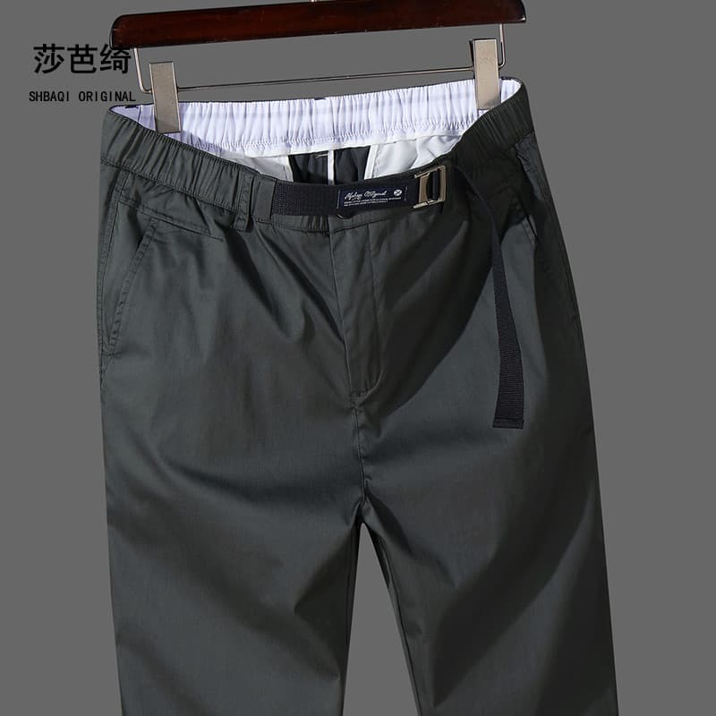Sabaqi primavera verão All-Match calças casuais masculinas padrão escuro em linha reta cônica moda juventude casual torn