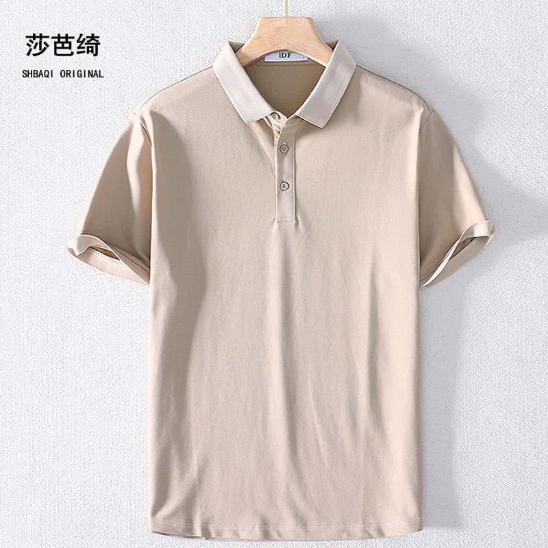 Verão leve respirável lapela masculina camisa polo de manga curta negócios Casual All-Match simples masculino meia manga