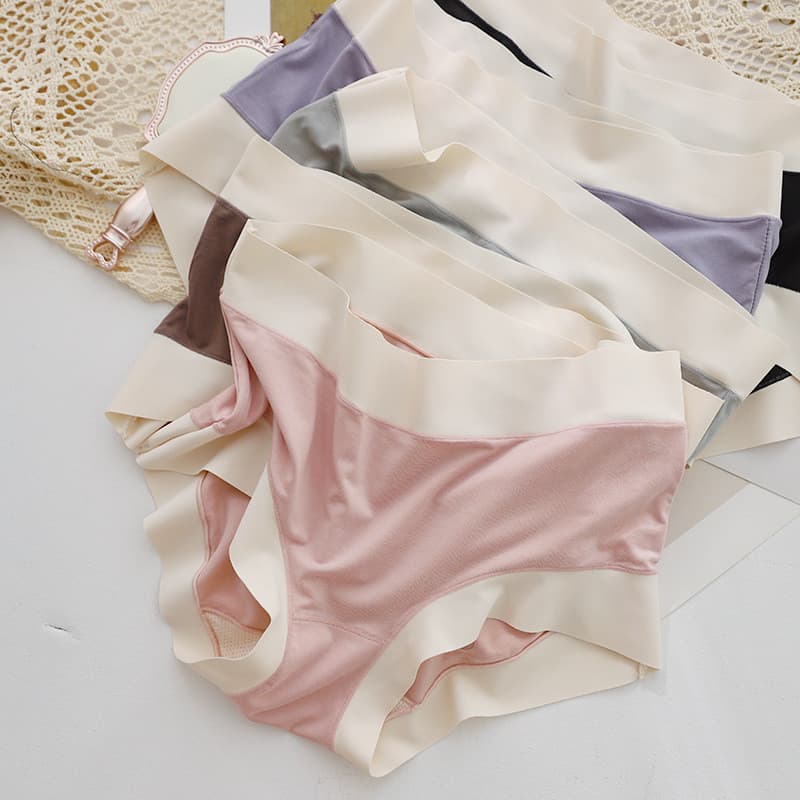[4 peças frete grátis] 0 sentimento sem costura cintura alta calcinha simples Modal cuecas femininas cor contraste nk054
