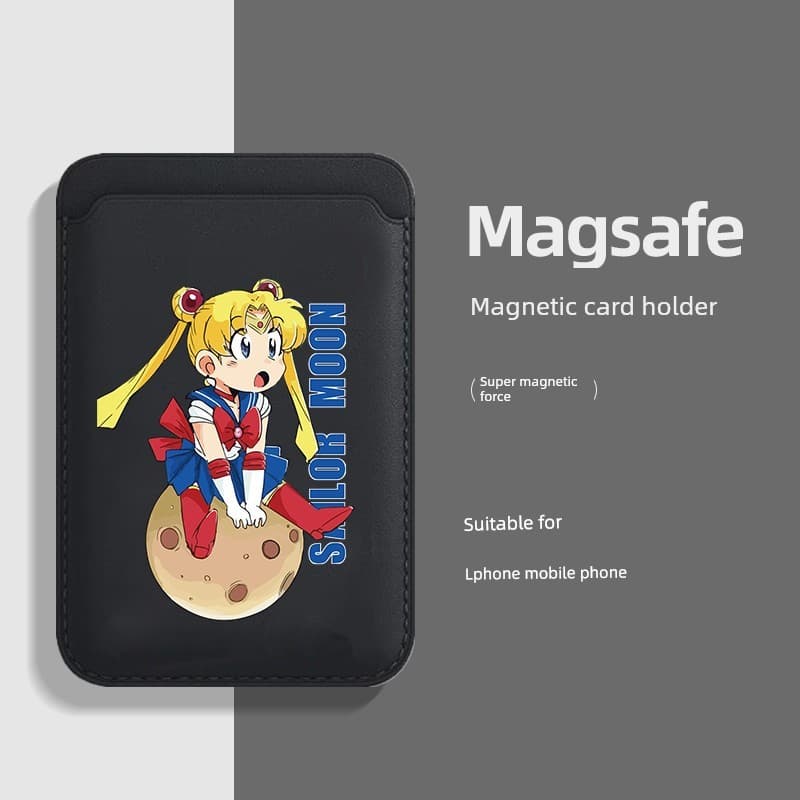 carteira magsafe Novo porta-cartões magnético magSafe Sailor Moon adequado para Apple phone15promax Couro 15 Porta-cartõ