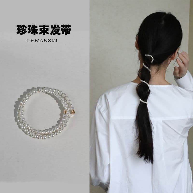Estilo japonês laço de cabelo pérola cabeça corda laço de cabelo simples All-Match estilo Retro cinta moldar rabo de cav
