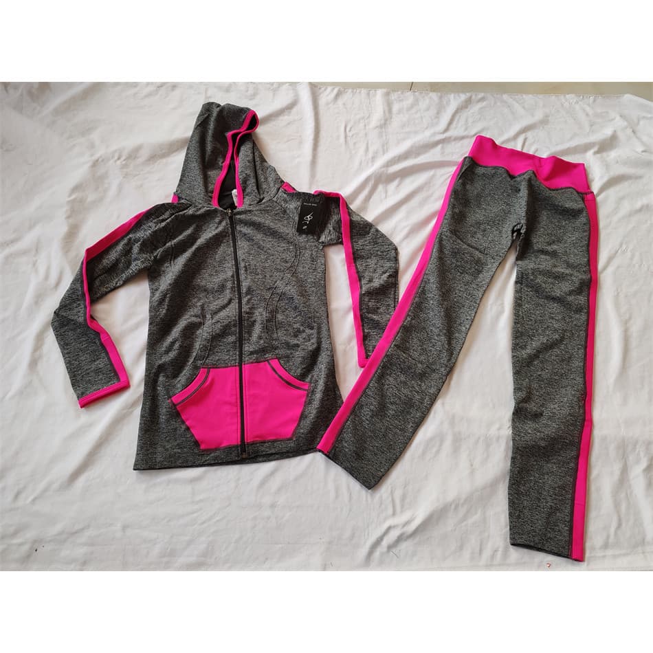 B21-48 roupas esportivas femininas Yoga correndo exercício jaqueta de manga comprida terno um conjunto calças compridas