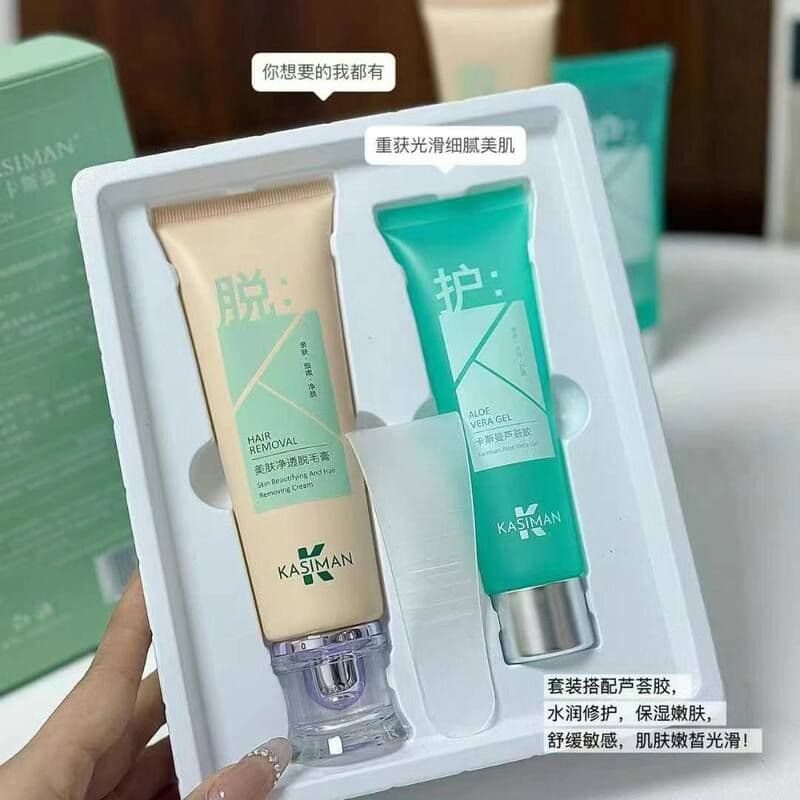 Loja física mesmo estilo limpeza de membros Bikiniman pele creme de remoção de pêlos caixa de suavização livre suave Cas