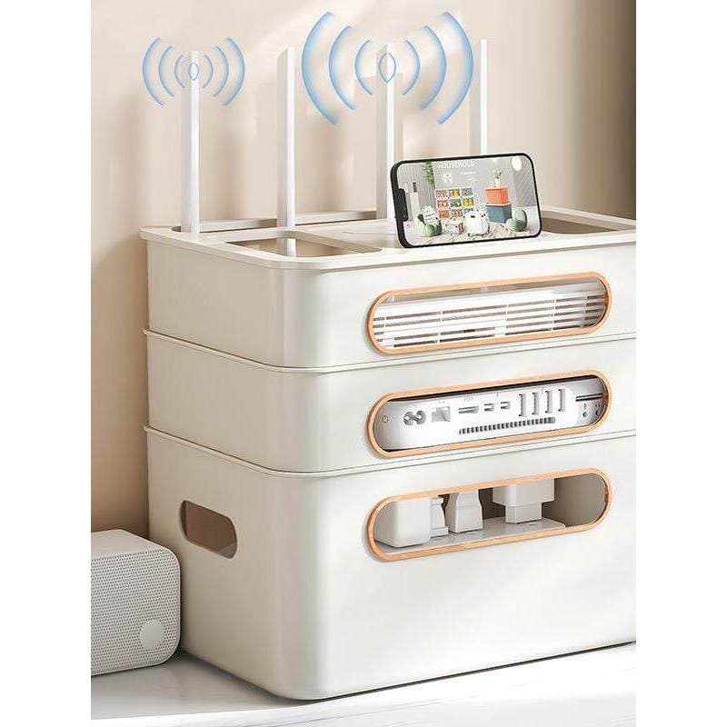 Casa wifi tomada TV caixa superior prateleira sem fio luz gato colocação fio arranjo roteador caixa de armazenamento