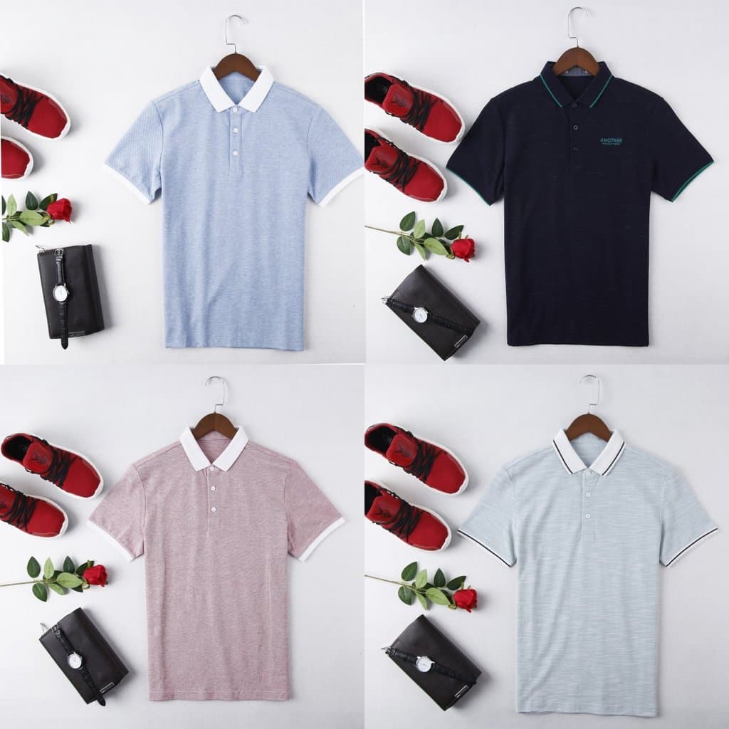 HL22182 série mar masculina verão fino Casual negócios manga curta lapela camiseta POLO moda alfaiataria etiqueta