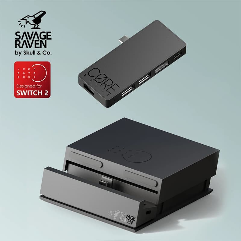 Savage Raven by Skull & Co. Jumpgate Dock USB C Hub Portable Stand Docking Station for Switch 2 and OLED Accessories