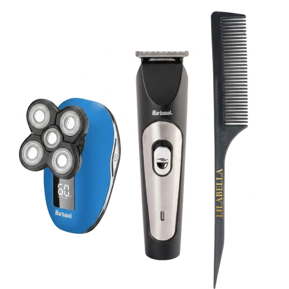 Kit Barbeador de Cabeça 9000BS + Máquina Acabamento + Pente
