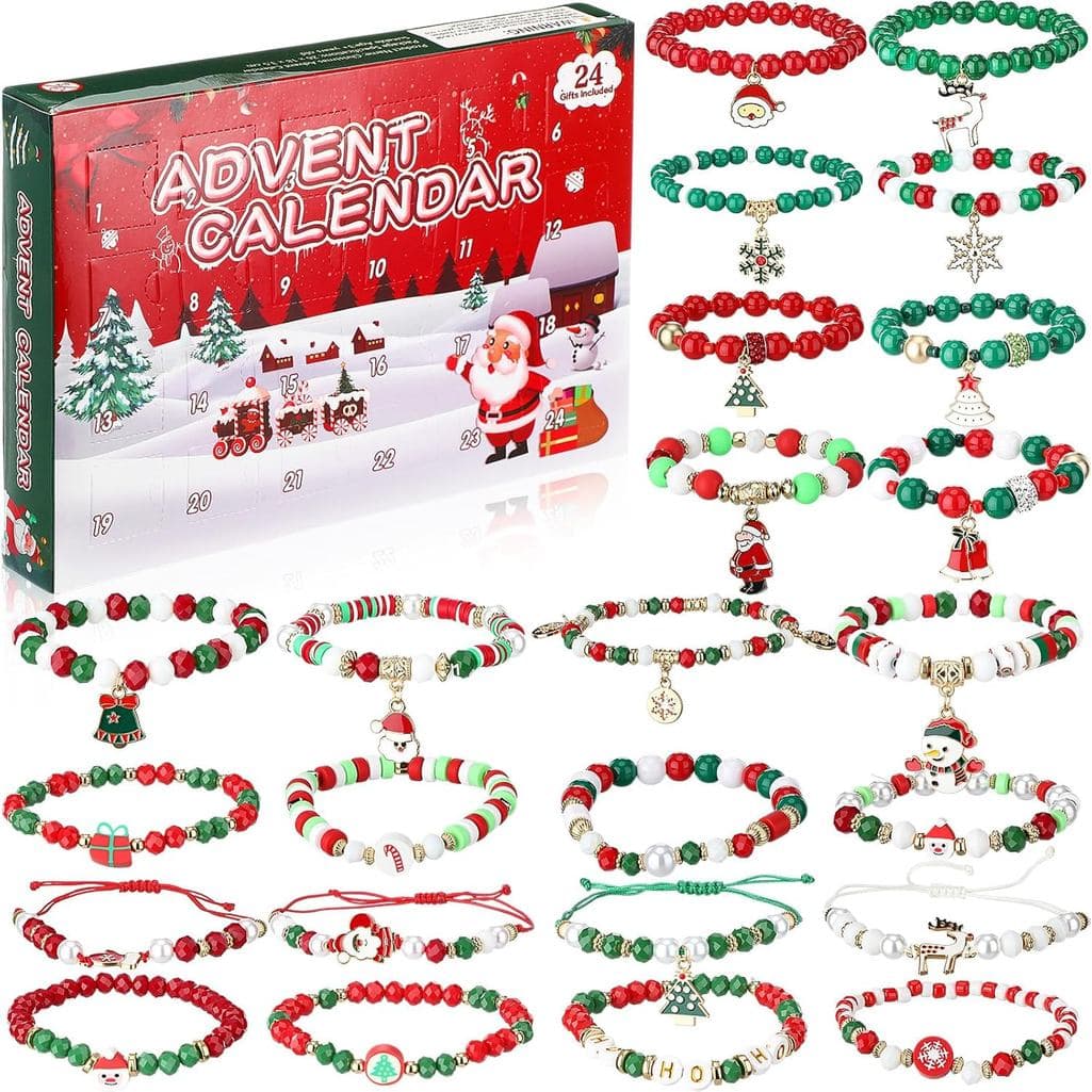 Presentes de Natal Jiuguva, Calendário do Advento com Pulseiras 2026 para Meninas, Calendário de Contagem Regressiva de