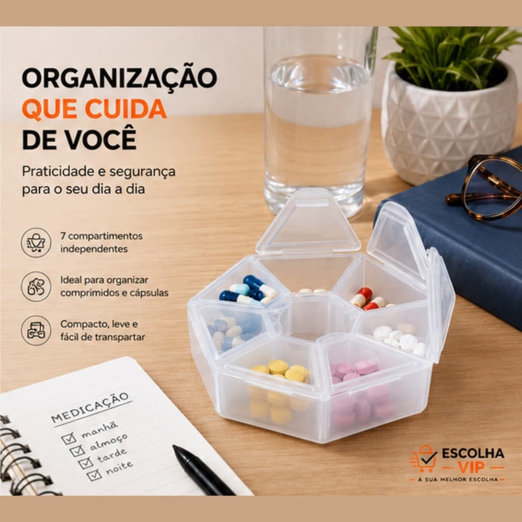 Kit 02 Caixinhas rémedios tratamento diario Organizadoras De Comprimidos